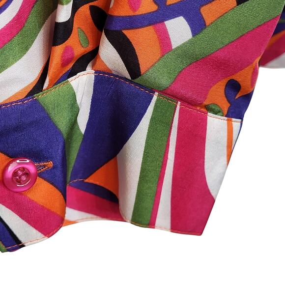 c.l.o.t.h.e.s Psychedelic 60's Style Silk Button Up Long Sleeve Blouse Size L - Picture 6 of 11
